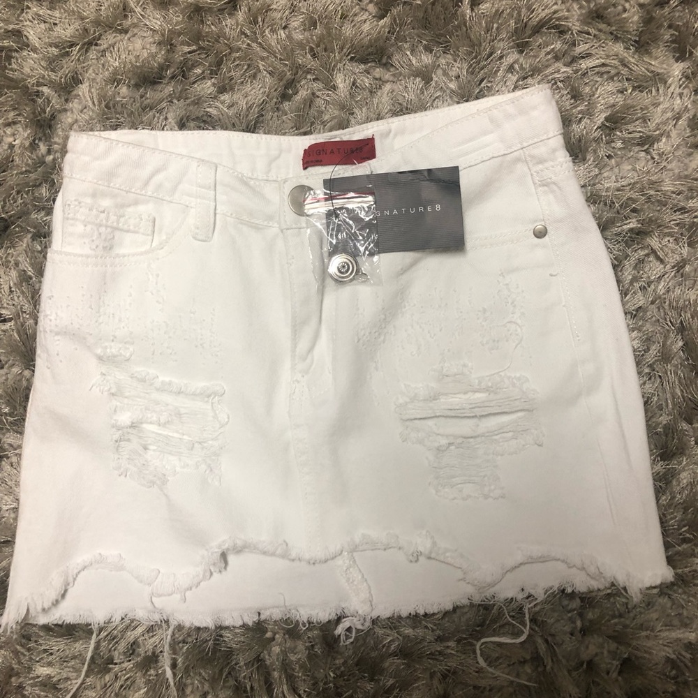 NWT white denim mini jean skirt